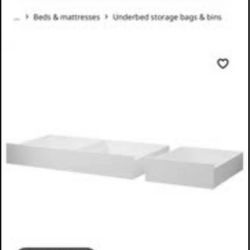 HEMNES New!!! Underbed storage box, set of 2, white stain, Queen/King. Selling two boxes NEW!!!!