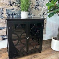 Black Storage Accent Cabinet With Glass(New In A Box)