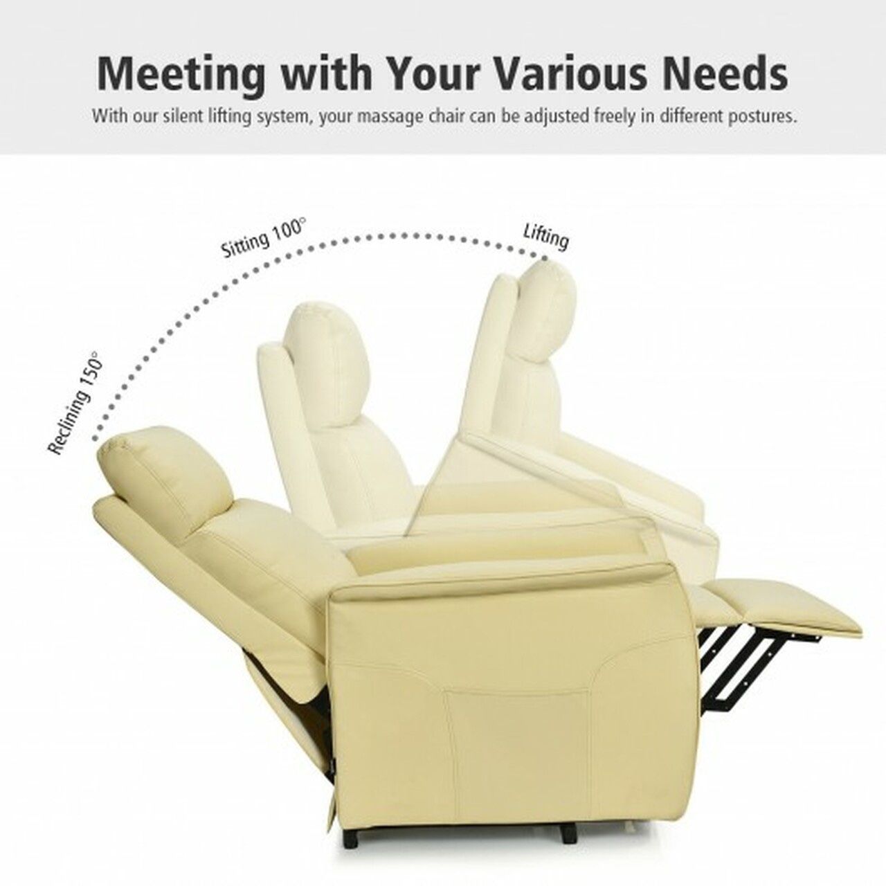 400W24 // Electric Power Lift Massage Sofa Recliner Vibrating Chair w/Remote Control Beige