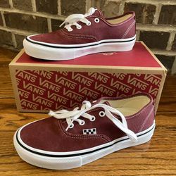 NWT Burgundy Suede and Canvas Authentic Vans Sneakers with Popcush Insole