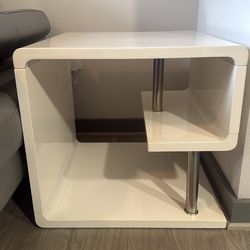 Modern, white acrylic end table