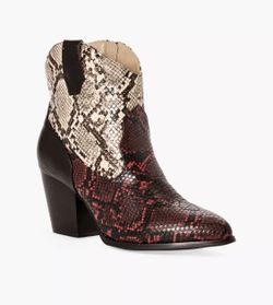 Shoe Dazzle, Red Multi Color , Bonnie Western Inspired Booties, Size7.5A1