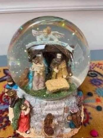 Jesus Nativity Christmas Musical Snow Globe Plays Silent Night just $10