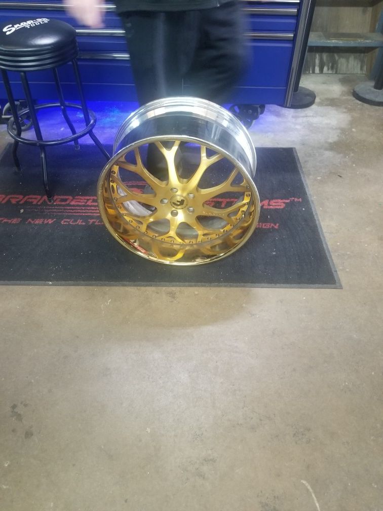 22" gold forgiato rims and tires