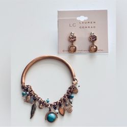 Lucky Brand Peace Bracelet & Lauren Conrad Perfect Dangle Earrings. NWOT