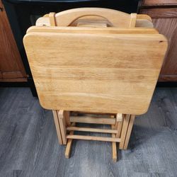 Vintage Oak Snack Tables 