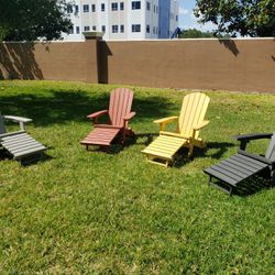 MOVING SALE BLOW OUT! Adirondack Chairs, 4 COLORS! *Folding*Cupholder*Ottoman
