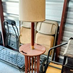 Vintage Mid-Century Modern Floor Lamp Table - Teak Wood
