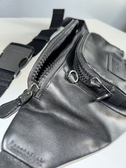 Coach Track Belt Bag Hip Pack Waist Pack Smooth Leather Black
