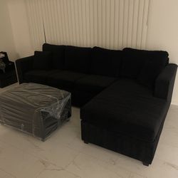 Black Sectional With Free Ottoman ‼️all Sectionals Are New Packed In Factory Plastic ‼️