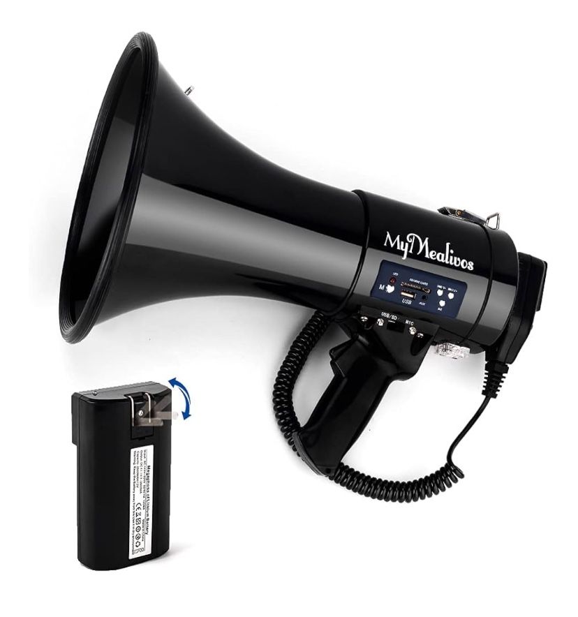 MyMealivos Bluetooth 50 Watt Megaphone With Siren Bullhorn