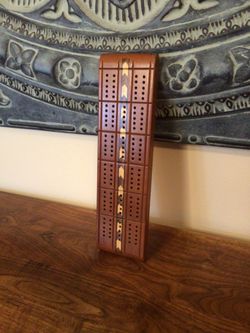 Vintage Wood Cribbage Board With Pegs