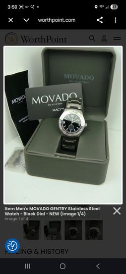 Jewelry
Men's MOVADO GENTRY Stainless Steel Watch - Black Dial