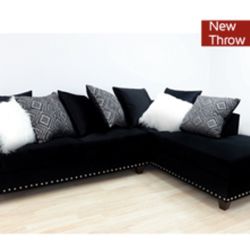 Gorgeous Black Colored Sectional with Studs