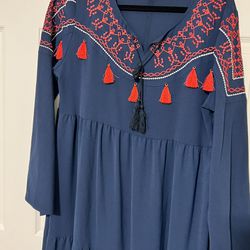 Navy Blue Dress/Gown With Tassels (M)