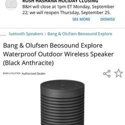 Bang & Olufsen Beosound Explore Waterproof Outdoor Wireless Speaker (Black Anthracite)