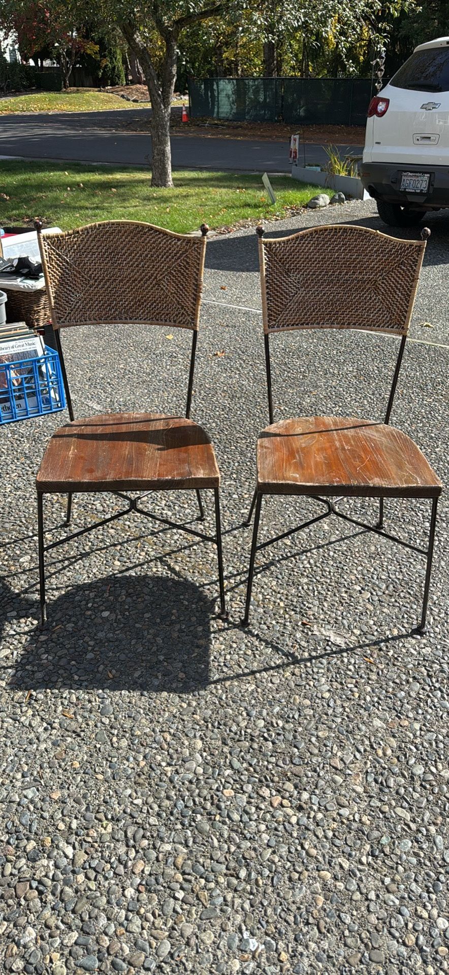 Wood And Rod Iron Solid Chairs