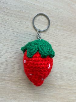 Handmade Crochet Strawberry Keychain 🍓