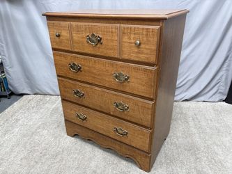 Warm Brown Stand 4-Drawer Dresser w/ Bronze Pulls
