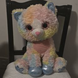 16" Big Sparkly Eyed Multicolored Cat Plush