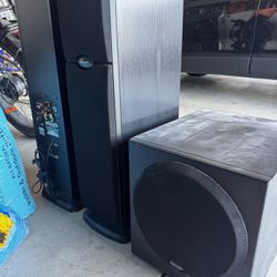 Polk Audio tower speakers and subwoofer
