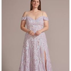 Prom dress/gown, size 18, David's Bridal, pink/light purple/iridescent sequins