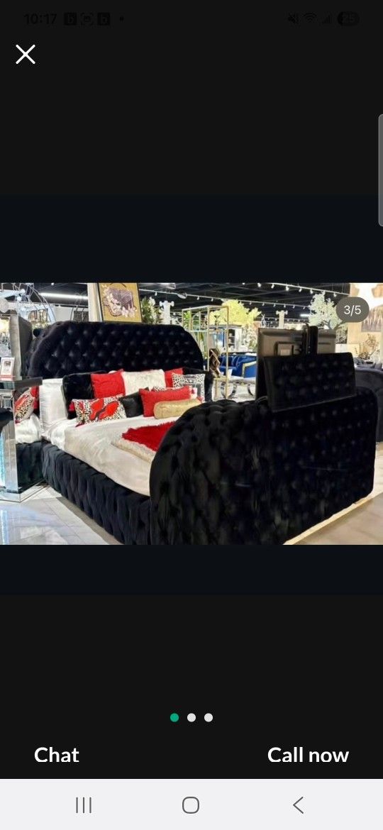 Queen Size TV And Fireplace Bed Frame No Display Comea Brand New In Box