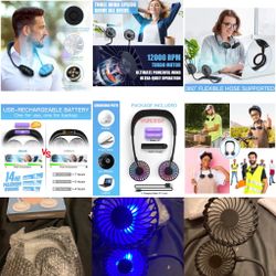 RIYA Neck Fan, Personal Fan USB Rechargeable Battery Operated- New