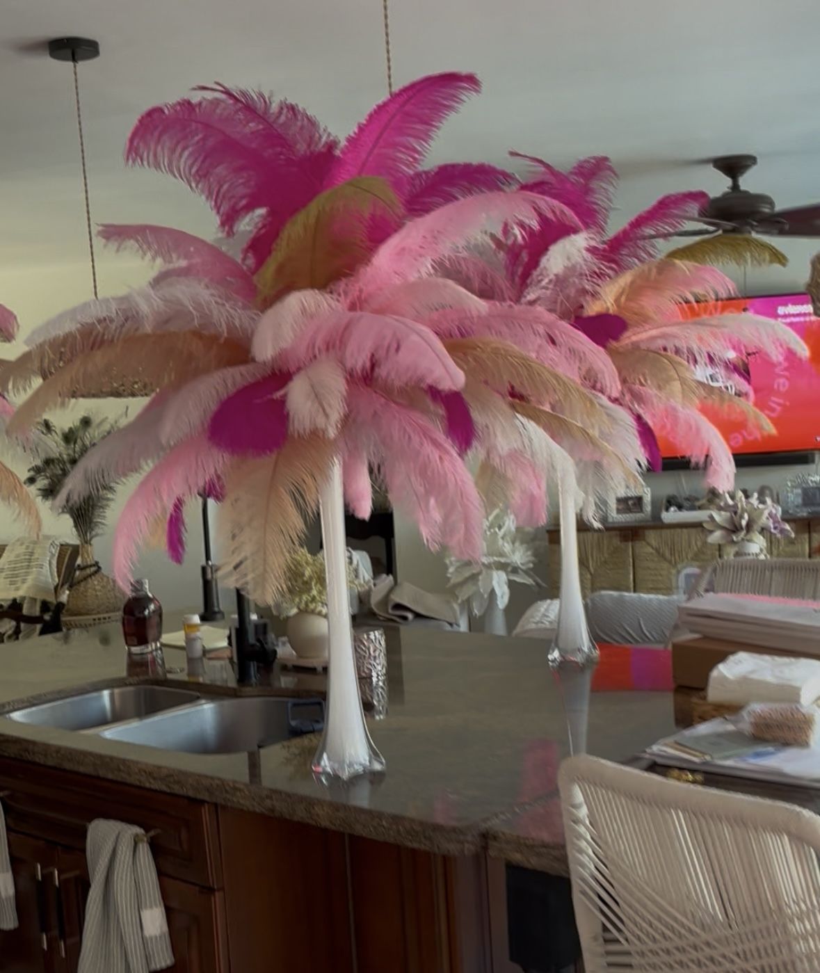 Ostrich Feather Center Pieces 