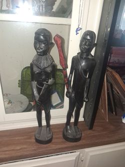 African m9hahony vintage statues
