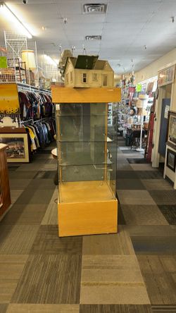 Glass display cabinet floating shelves display case