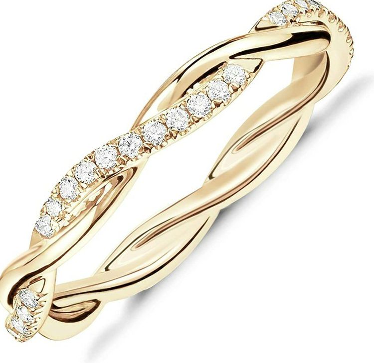 Gold Plated Zirconia Eternity Sign Promise Ring, Gift Idea for Her