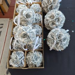 Silver Silk Floral Balls 