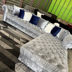 Starter Grey Sectional Sofa Couch (DELIVERY AVAILABLE)