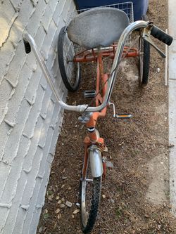 Vintage Alco Villager Tyke Trike Orange Wide Seat Basket Tricycle