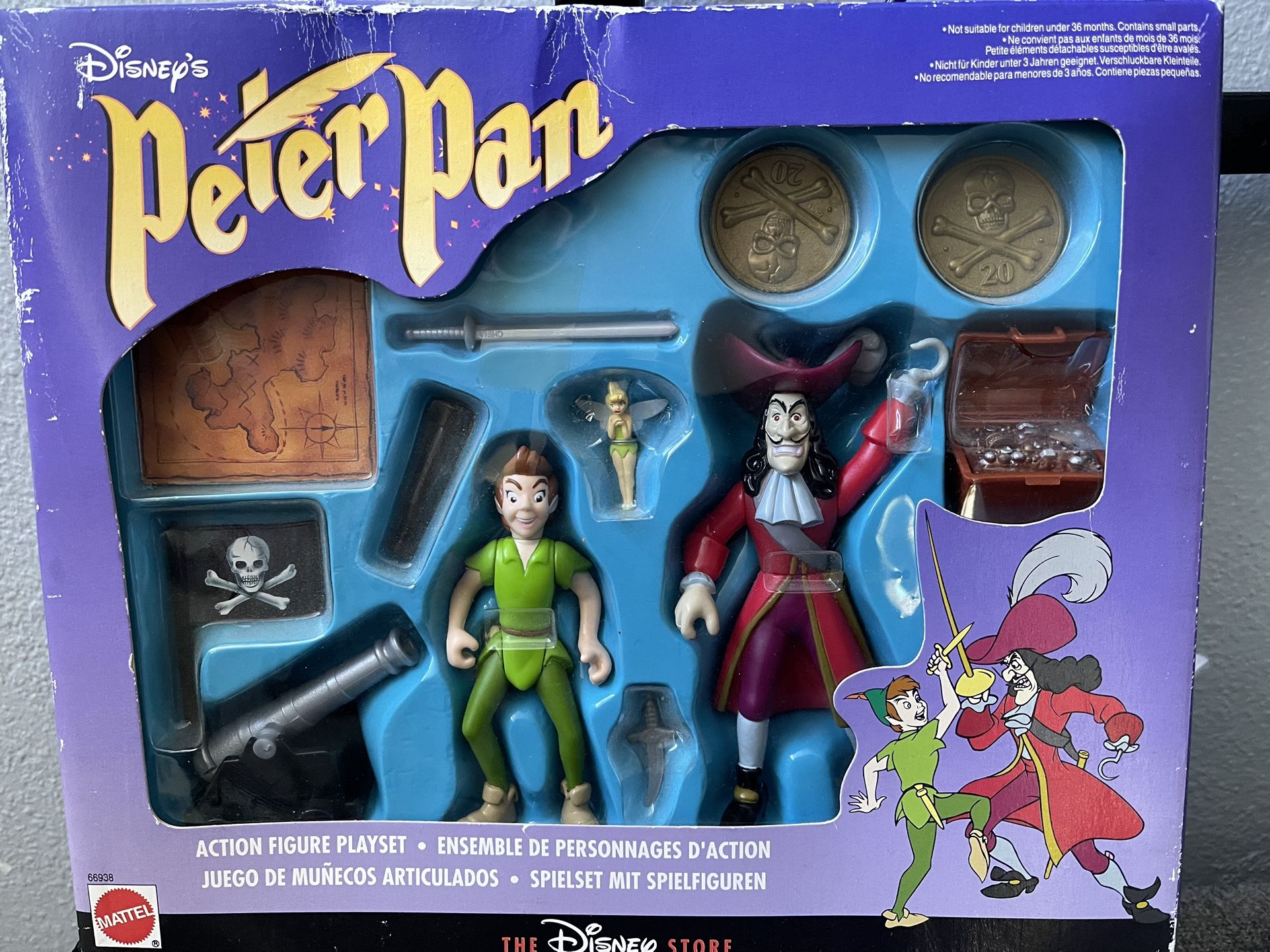 Vintage New Disney Store Peter Pan Tink & Captain Hook Action Figure Play Set