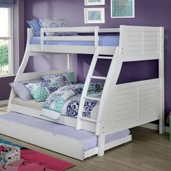 Brand New White Twin Over Full Bunk Bed (Trundle Sold Separately)