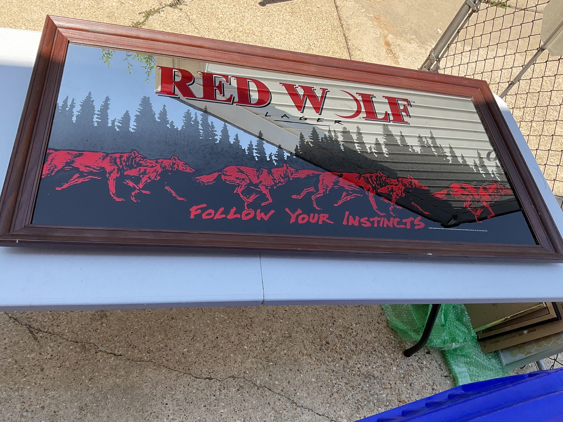 Classic Vintage Red Wolf Lager Mirror