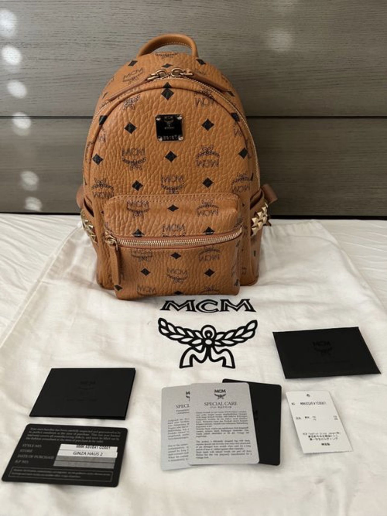 Brand New Authentic MCM Stark Side Studs Backpack in Visetos
