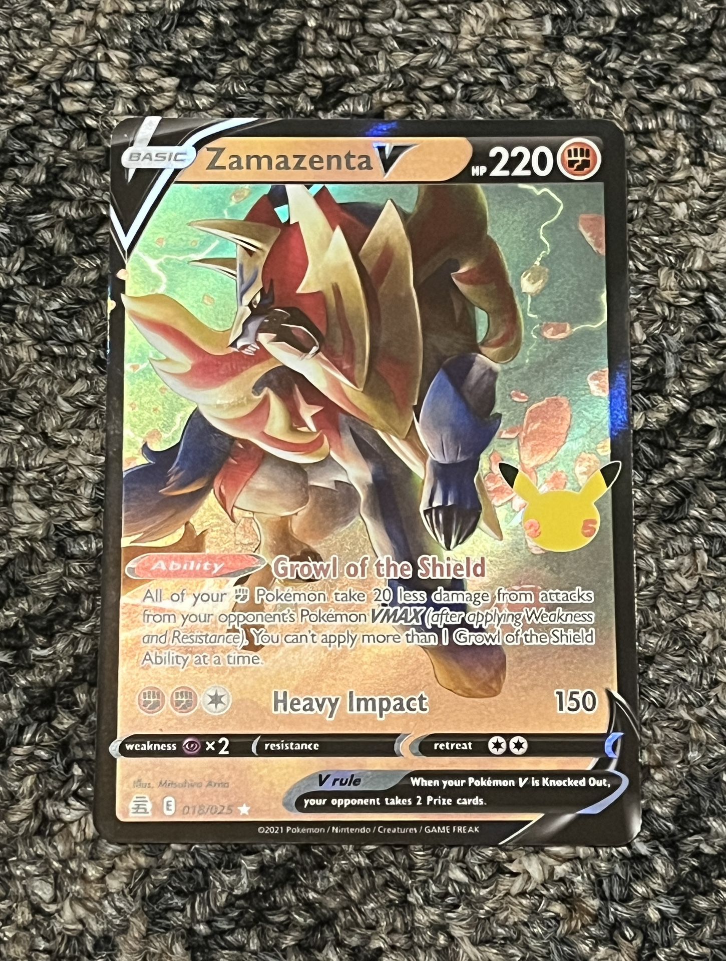 Zamazenta V 018/025 Ultra Rare Celebrations NM Pokemon TCG