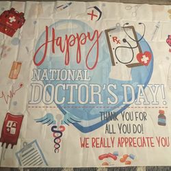 Happy National Doctors Day Party Banner Backdrop Decorations Medical Theme Background Doctors Appreciation