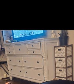 Painted white barn dresser
