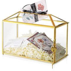 Gold And Clear Card Box, Wedding Gift Box 