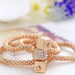 Cute Square Rhinestone Stretch Bracelet For Women