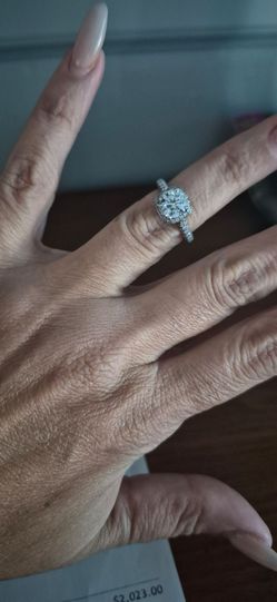 14K White Gold Halo Engagement Ring