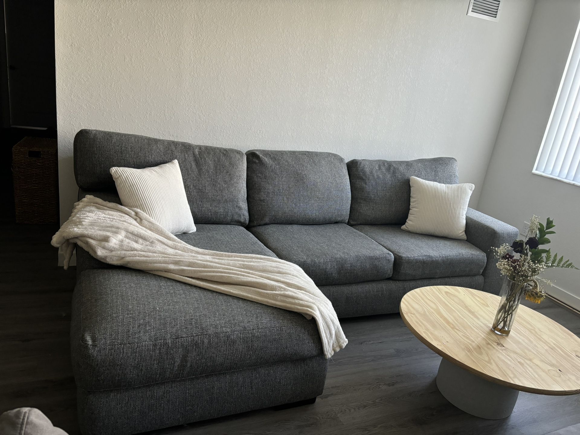 Free Delivery - Gray Sectional Sofa/Couch