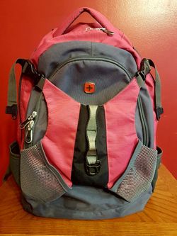 Swiss Gear backpack Hot pink and gray with airflow and music storage