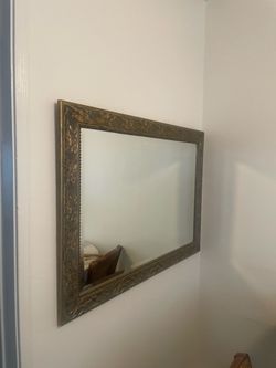 Large Mirror Vintage Heavy Home Clean Gold Real