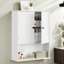 Bathroom Wall Cabinet 24"x30", Painted White Medicine Cabinet W/Adjustable Shelf,
