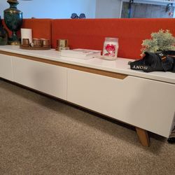 71” Mid-Century Modern TV Stand - Low Profile - White